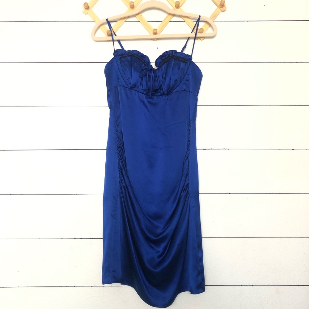 EUC Betsy Johnson Satin Blue Dress